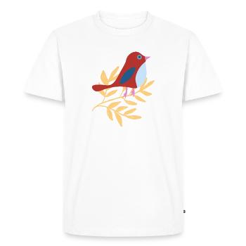 Petit oiseau sur une branche - T-shirt Premium bio Homme - blanc - Devant - Nico (187cm)