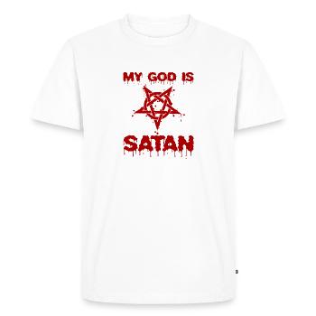 mon dieu est satan - T-shirt Premium bio Homme - blanc - Devant - Nico (187cm)