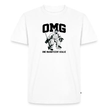 Gardien de but de gardien de but de hockey sur glace - T-shirt Premium bio Homme - blanc - Devant - Nico (187cm)