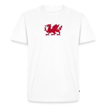 Wales Dragon Flag Welsh Retro Cymru Medieval - Men's Premium Organic T-Shirt - white - Front - Nico (187cm)