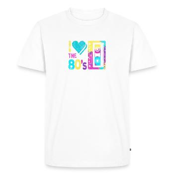 J'aime les années 80 T-Shirt Retro Eighties Casset des années 1980 - T-shirt Premium bio Homme - blanc - Devant - Nico (187cm)