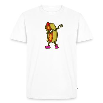 Cool Dabbing Dab Dab Move Hotdog Sausage Design - Men's Premium Organic T-Shirt - white - Front - Nico (187cm)