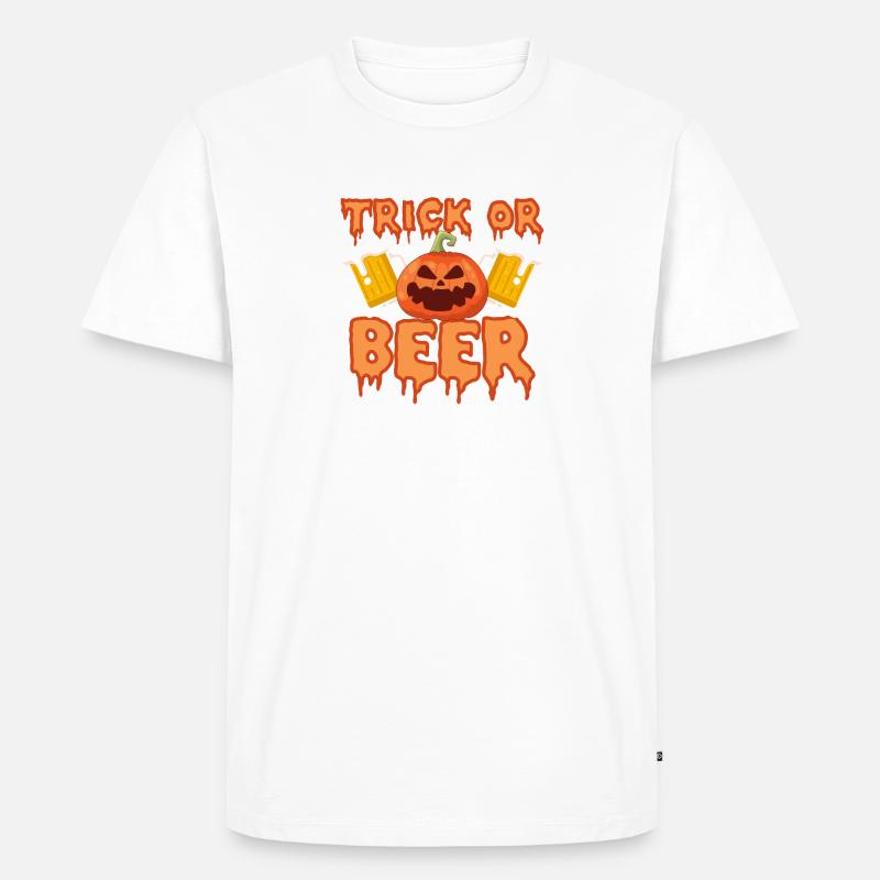 Trick oder Bier Lustiges Halloween - Männer Premium Bio T-Shirt - Weiß