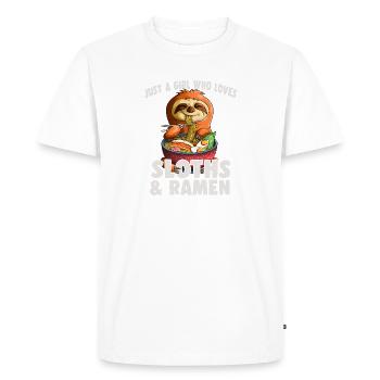 Juste une fille qui aime la paresse et le ramen Kawaii paresseux - T-shirt Premium bio Homme - blanc - Devant - Nico (187cm)