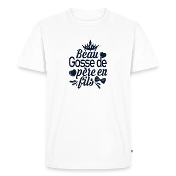 Beau gosse de père en fils - T-shirt Premium bio Homme - blanc - Devant - Nico (187cm)