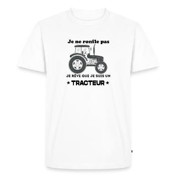 JE NE RONFLE PAS - TRACTEUR - T-shirt Premium bio Homme - blanc - Devant - Nico (187cm)