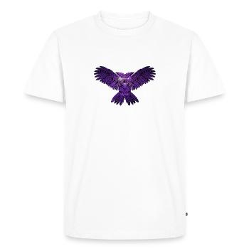 Violet Owl with Universe - Men's Premium Organic T-Shirt - white - Front - Nico (187cm)