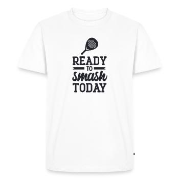 ready to smsh today- Padel tennis - T-shirt Premium bio Homme - blanc - Devant - Nico (187cm)