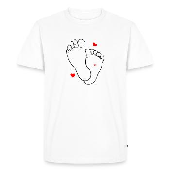 Les enfants de pieds de bébé aiment les parents de coeur - T-shirt Premium bio Homme - blanc - Devant - Nico (187cm)