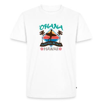 Ohana surf sur la plage à Hawaï - T-shirt Premium bio Homme - blanc - Devant - Nico (187cm)
