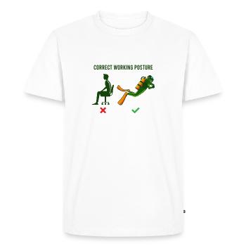 Bonne posture de travail Plongée Bureau Plongée - T-shirt Premium bio Homme - blanc - Devant - Nico (187cm)