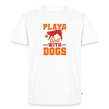 Plays Well With Dogs - Men's Premium Organic T-Shirt - white - Front - Nico (187cm)
