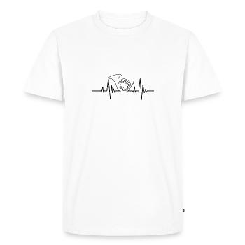 French Horn Heartbeat Horn ECG Music Instrument Pulse - Men's Premium Organic T-Shirt - white - Front - Nico (187cm)