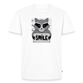 Dessin animé Raton laveur Photo Sourire Prison Humour - T-shirt Premium bio Homme - blanc - Devant - Nico (187cm)