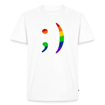 Rétro Emoji Clin d’œil Queer - T-shirt Premium bio Homme - blanc - Devant - Nico (187cm)