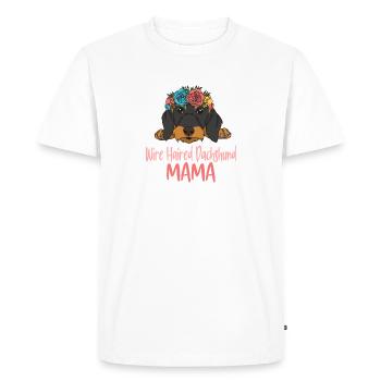 Teckel aux cheveux rugueux MAMA - T-shirt Premium bio Homme - blanc - Devant - Nico (187cm)