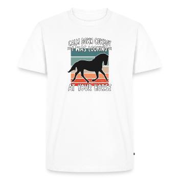 Sport équestre doux Reiterin Reitverein Reiterhof - T-shirt Premium bio Homme - blanc - Devant - Nico (187cm)