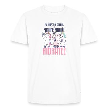 future mariée hydratée, humour EVJF - T-shirt Premium bio Homme - blanc - Devant - Nico (187cm)