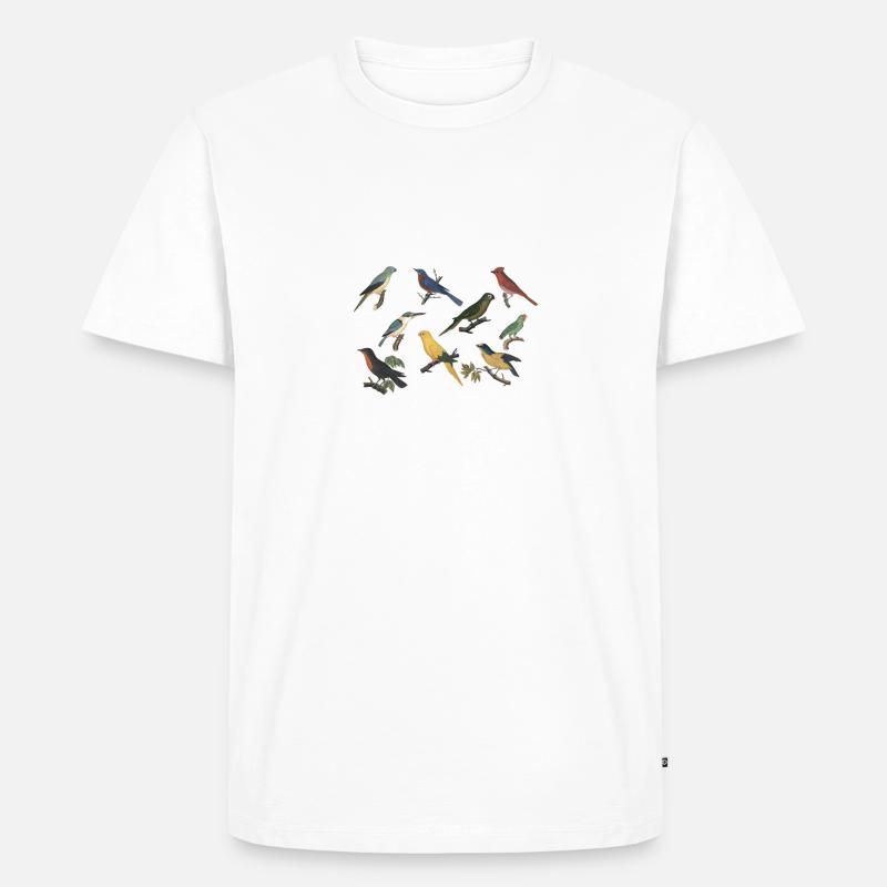 Vogel Nerd Vogelarten Artwork - Männer Premium Bio T-Shirt - Weiß