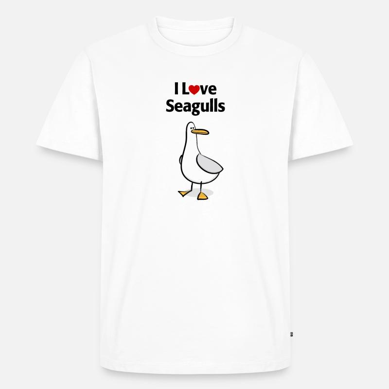 Ich liebe Möwen - Männer Premium Bio T-Shirt - Weiß