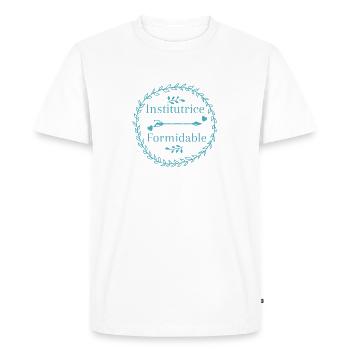 Tshirt femme Institutrice formidable - T-shirt Premium bio Homme - blanc - Devant - Nico (187cm)