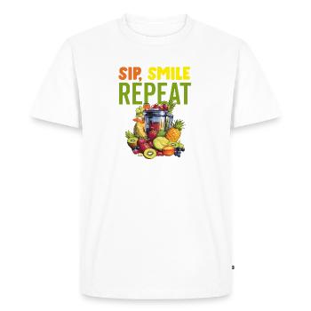 Jus Hommes Femmes Presse-agrumes Cleanse Smoothie Juice - T-shirt Premium bio Homme - blanc - Devant - Nico (187cm)