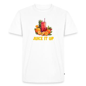 Jus Hommes Femmes Presse-agrumes Cleanse Smoothie Juice - T-shirt Premium bio Homme - blanc - Devant - Nico (187cm)