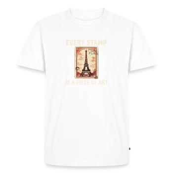 Timbre Collectionneur Affranchissement Estampillage Philatéliste Hommes - T-shirt Premium bio Homme - blanc - Devant - Nico (187cm)