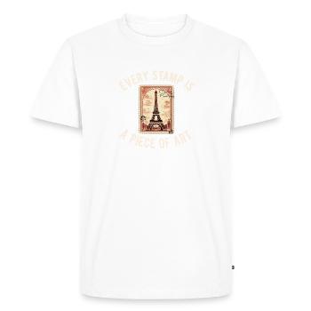 Timbre Collectionneur Affranchissement Estampillage Philatéliste Hommes - T-shirt Premium bio Homme - blanc - Devant - Nico (187cm)