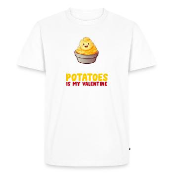 Amateur de purée de pommes de terre Nourriture de pommes de terre au beurre drôle - T-shirt Premium bio Homme - blanc - Devant - Nico (187cm)