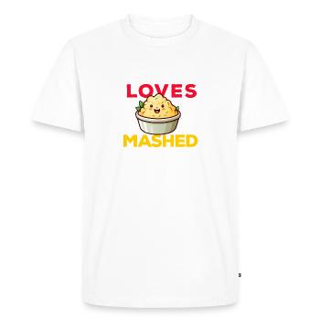 Amateur de purée de pommes de terre Nourriture de pommes de terre au beurre drôle - T-shirt Premium bio Homme - blanc - Devant - Nico (187cm)
