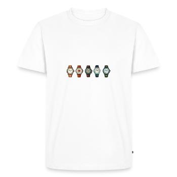 Horloger Collectionneur Horloger Collectionneur de montres - T-shirt Premium bio Homme - blanc - Devant - Nico (187cm)