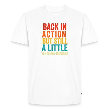 Retour Récupération post-opératoire Hommes Femmes Discectomie - T-shirt Premium bio Homme - blanc - Devant - Nico (187cm)