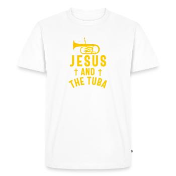 Tuba Player Men Women Marching Band Brass Tubist - Men's Premium Organic T-Shirt - white - Front - Nico (187cm)