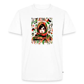 PALESTINE FILLE LIBRE - T-shirt Premium bio Homme - blanc - Devant - Nico (187cm)