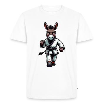 Karate donkey in combat mode for sports enthusiasts - Men's Premium Organic T-Shirt - white - Front - Nico (187cm)