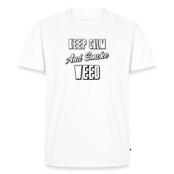 Keep Calm and Smoke Weed - Men's Premium Organic T-Shirt - white - Front - Nico (187cm)