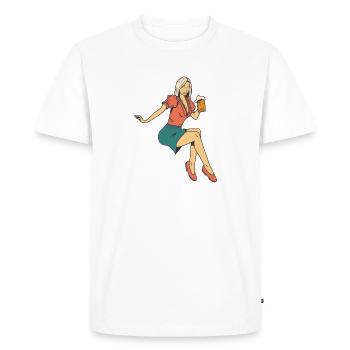 Woman with beer - Men's Premium Organic T-Shirt - white - Front - Nico (187cm)
