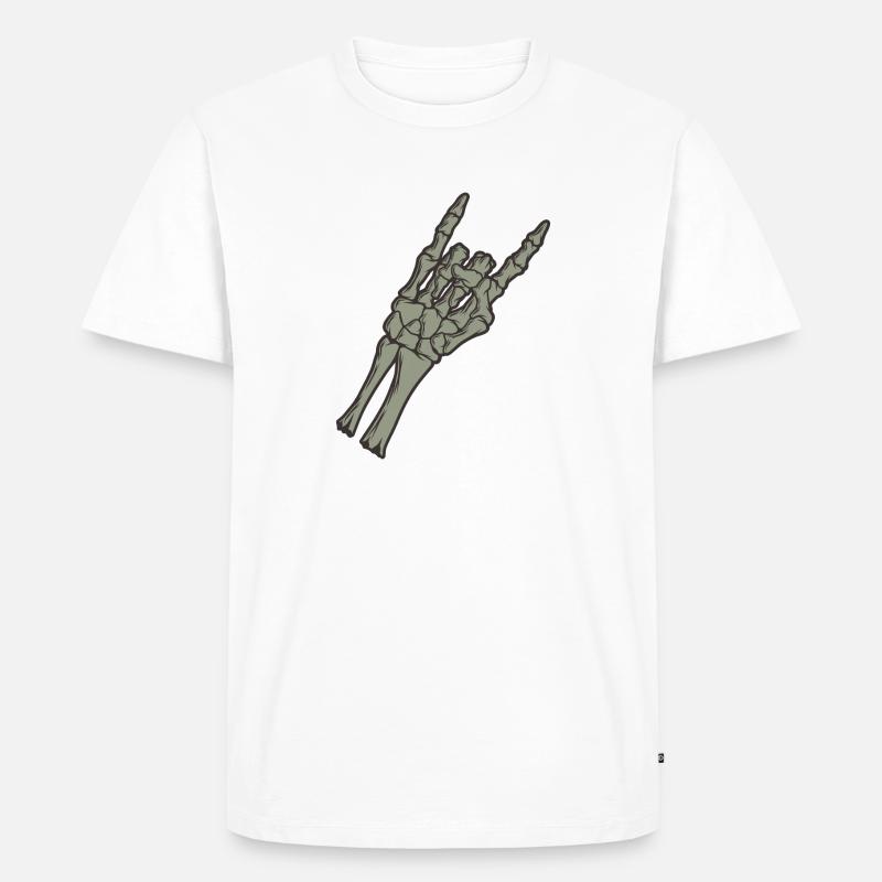 Rock and Roll Knochenhand - Männer Premium Bio T-Shirt - Weiß