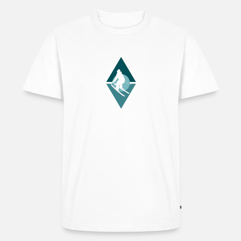 Skiing Ski Skifahrer - Männer Premium Bio T-Shirt - Weiß