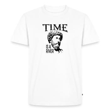 Le temps est une rivière | Marc Aurèle Père de - T-shirt Premium bio Homme - blanc - Devant - Nico (187cm)