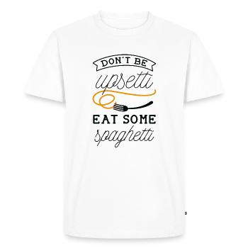 Ne soyez pas contrarié Mangez des spaghettis - T-shirt Premium bio Homme - blanc - Devant - Nico (187cm)