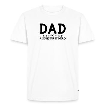 Dad Hero Shirt Son Father Daddy Husband Birthday - Men's Premium Organic T-Shirt - white - Front - Nico (187cm)
