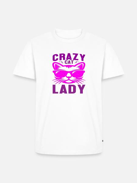 crazy cat lady - Männer Premium Bio T-Shirt - Weiß