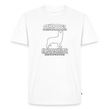 Drôle d’obéissance Chiens de berger allemand - T-shirt Premium bio Homme - blanc - Devant - Nico (187cm)
