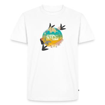 LUAN - Beautiful boy name with cute dinosaurs - Men's Premium Organic T-Shirt - white - Front - Nico (187cm)