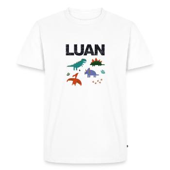 LUAN - Beautiful boy name with cute dinosaurs - Men's Premium Organic T-Shirt - white - Front - Nico (187cm)