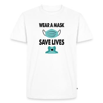 Wear A Mask Save Lives Health Social Distancing - Men's Premium Organic T-Shirt - white - Front - Nico (187cm)
