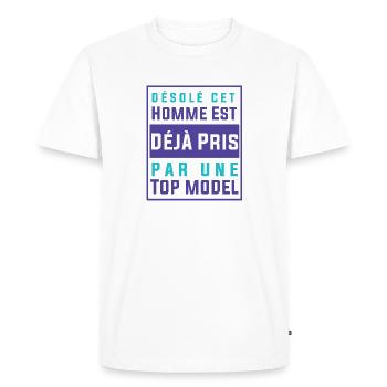 Tshirt femme Homme déja pris par une top model - T-shirt Premium bio Homme - blanc - Devant - Nico (187cm)