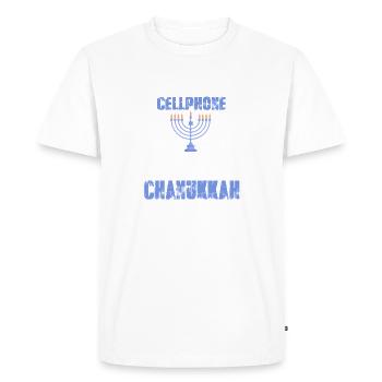 Jewish Hanukkah Humor CellPhone Lasted Eight Night - Men's Premium Organic T-Shirt - white - Front - Nico (187cm)